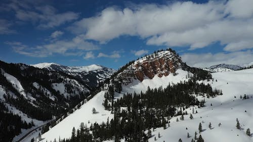 Drone Video of Snowy Mountains 