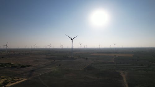 Drone Footage of a Wind Farm in the Countryside 