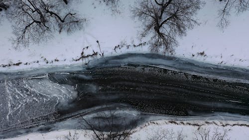 Top View of a Frozen River 