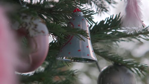 Close up View of Decorations on a Christmas Tree