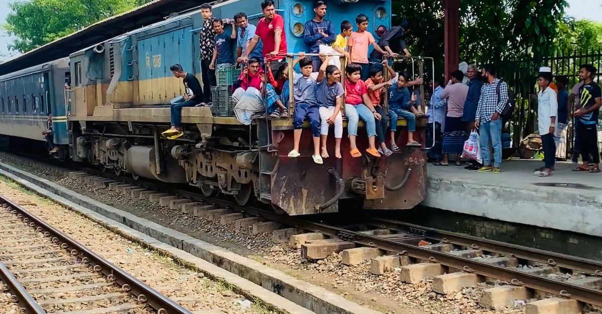 People Using Train People Sitting on the Locomotive of a Moving Train Free Stock Video ...