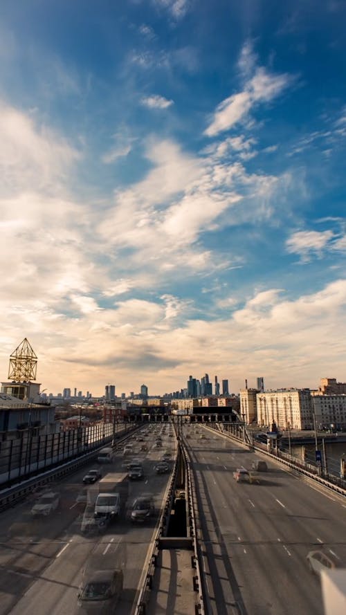 Time Lapse of Heavy Traffic on a Bridge 