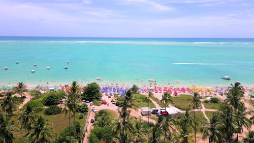 Drone Footage of a Tropical Beach with Turquoise Sea Water