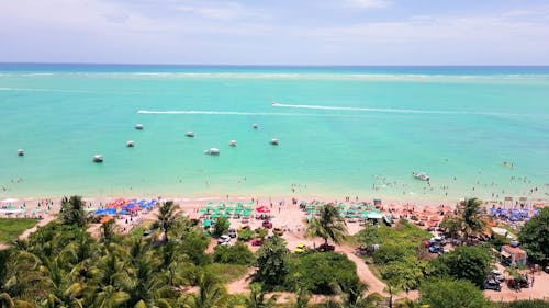 Drone Footage of a Beach with Turquoise Sea Waters