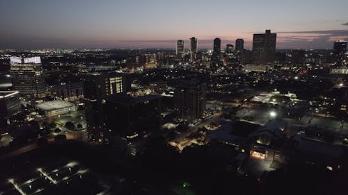 Drone Footage of Fort Worth City at Dawn