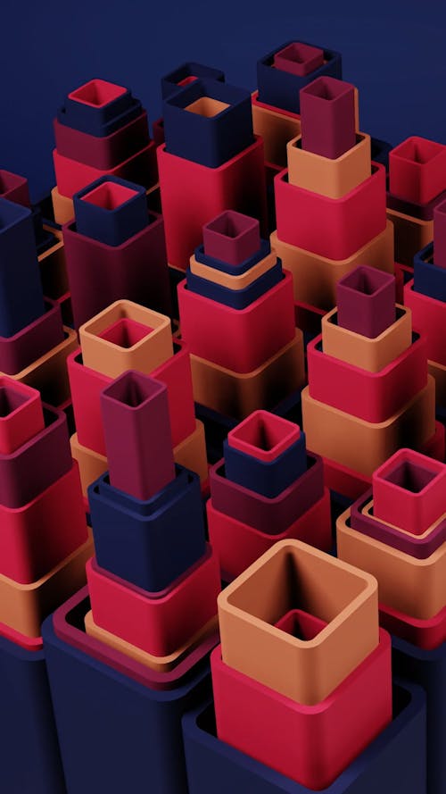 Digital Animation of Colorful Square Tubes in Motion 