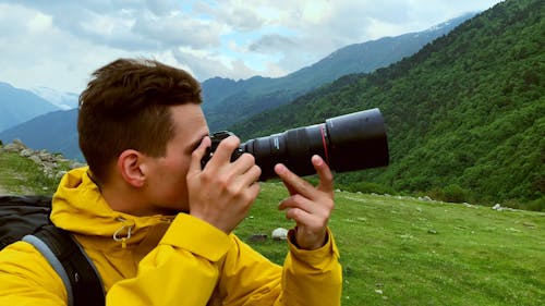 Professional photographer in the mountains