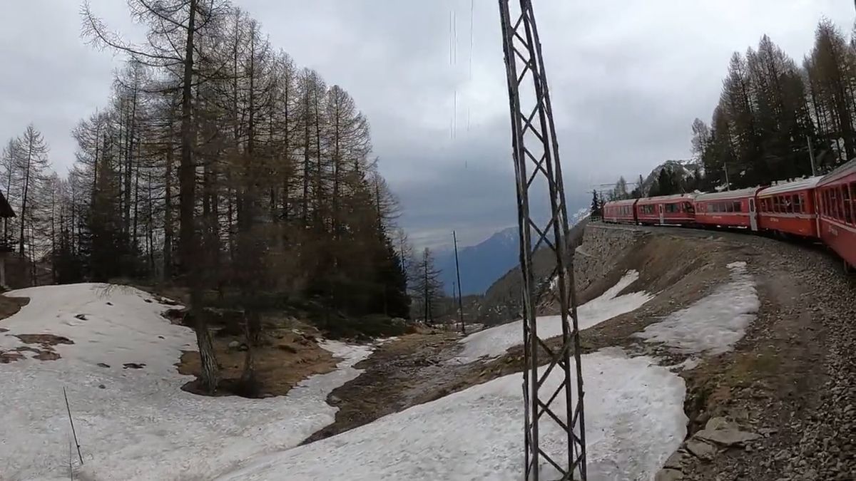 A Mountain Landscape Seen from a Moving Train Window Free Stock Video ...