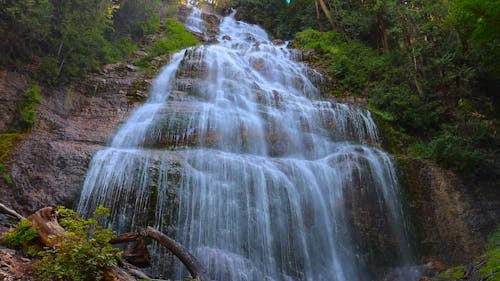 Low Angle View of the Bridal Veil Falls in British Columbia, Canada 