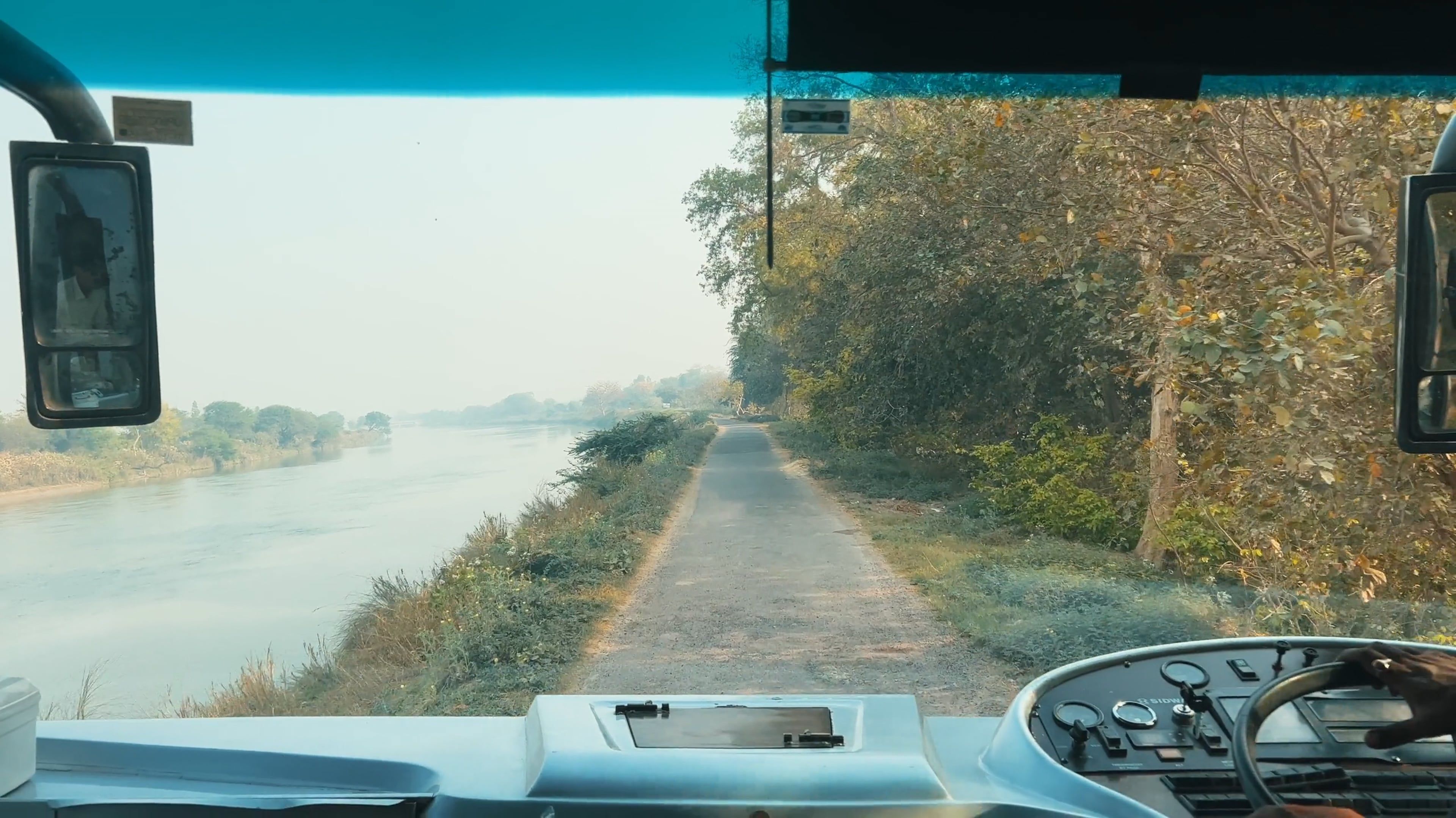 A view from inside a bus looking at a river Free Stock Video Footage ...