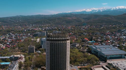 hotel kazakhstan from air 4k almaty video