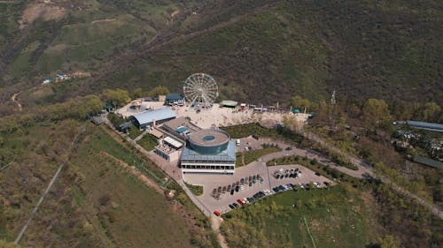 ferris wheel on kok tobe view from a drone