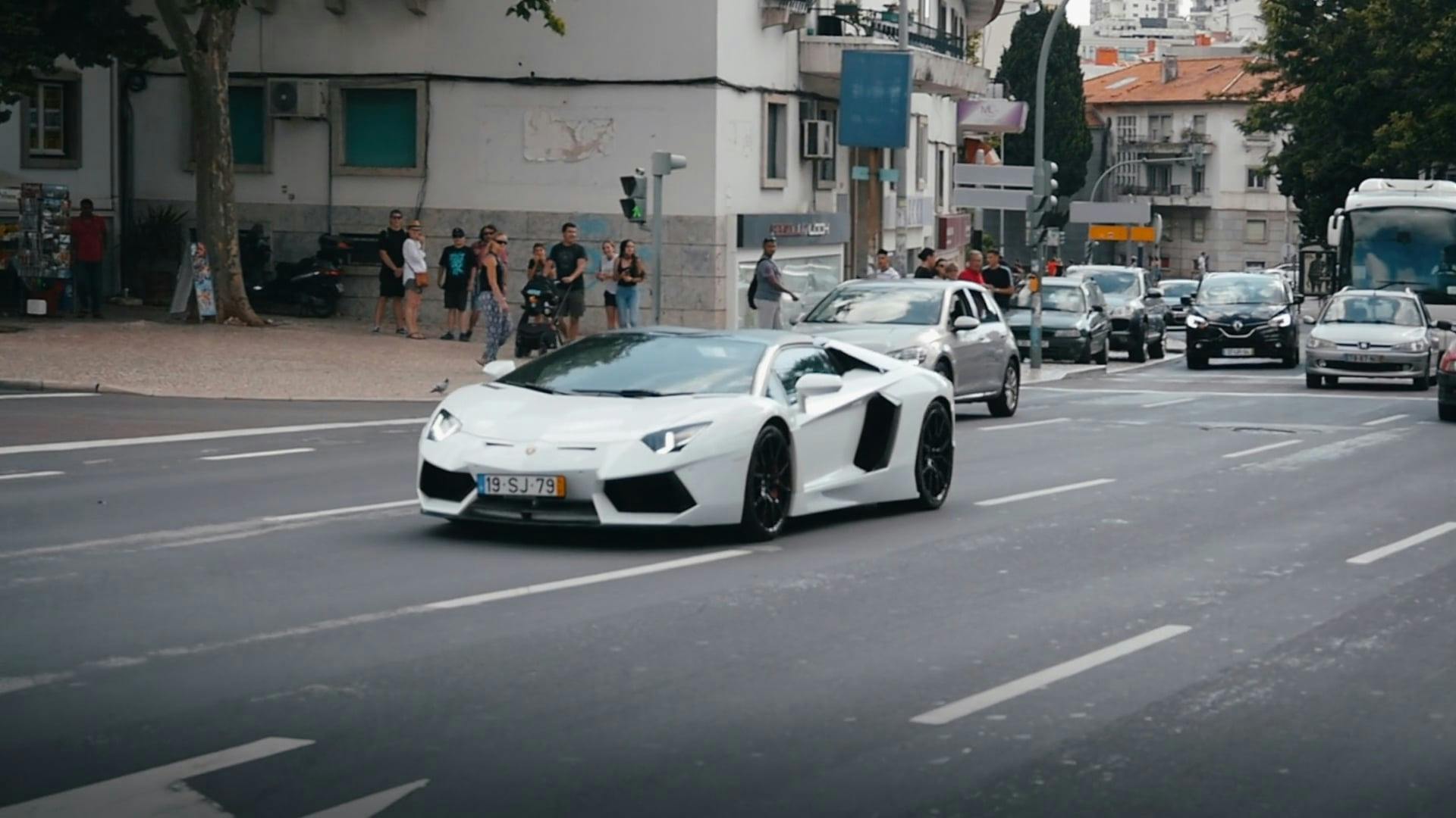 Aventador in the city of Lisbon Free Stock Video Footage