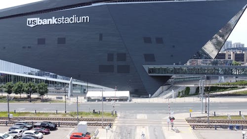 Drone Video of the U.S. Bank Stadium in Downtown Minneapolis, Minnesota