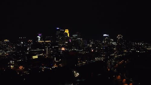 Drone Footage of Minneapolis City at Night