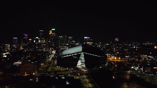 Night View of the US Bank Stadium in Downtown Minneapolis, Minnesota