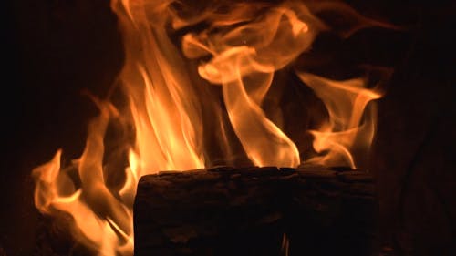 Close-Up View Of A Burning Firewood