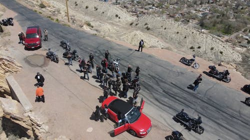 #bikers on mountain drone view