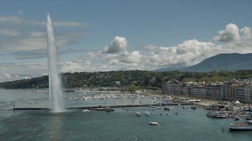 Jet d'Eau Fountain Geneva - Aerial