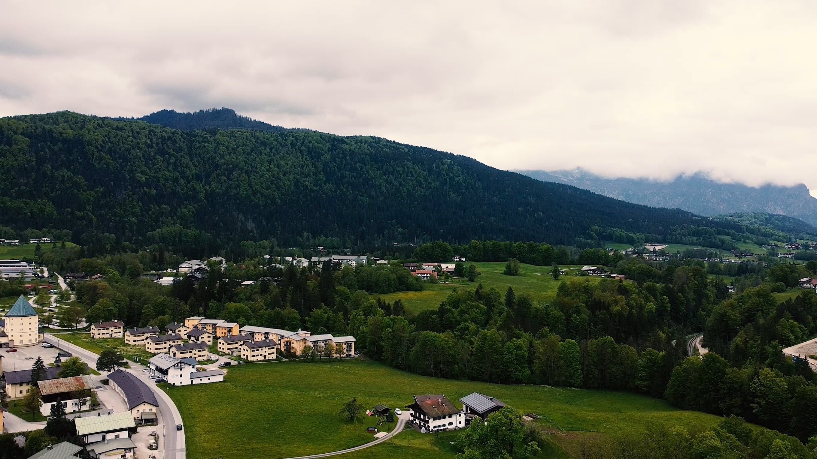 Drone Footage of a Town in a Mountain Landscape Free Stock Video ...