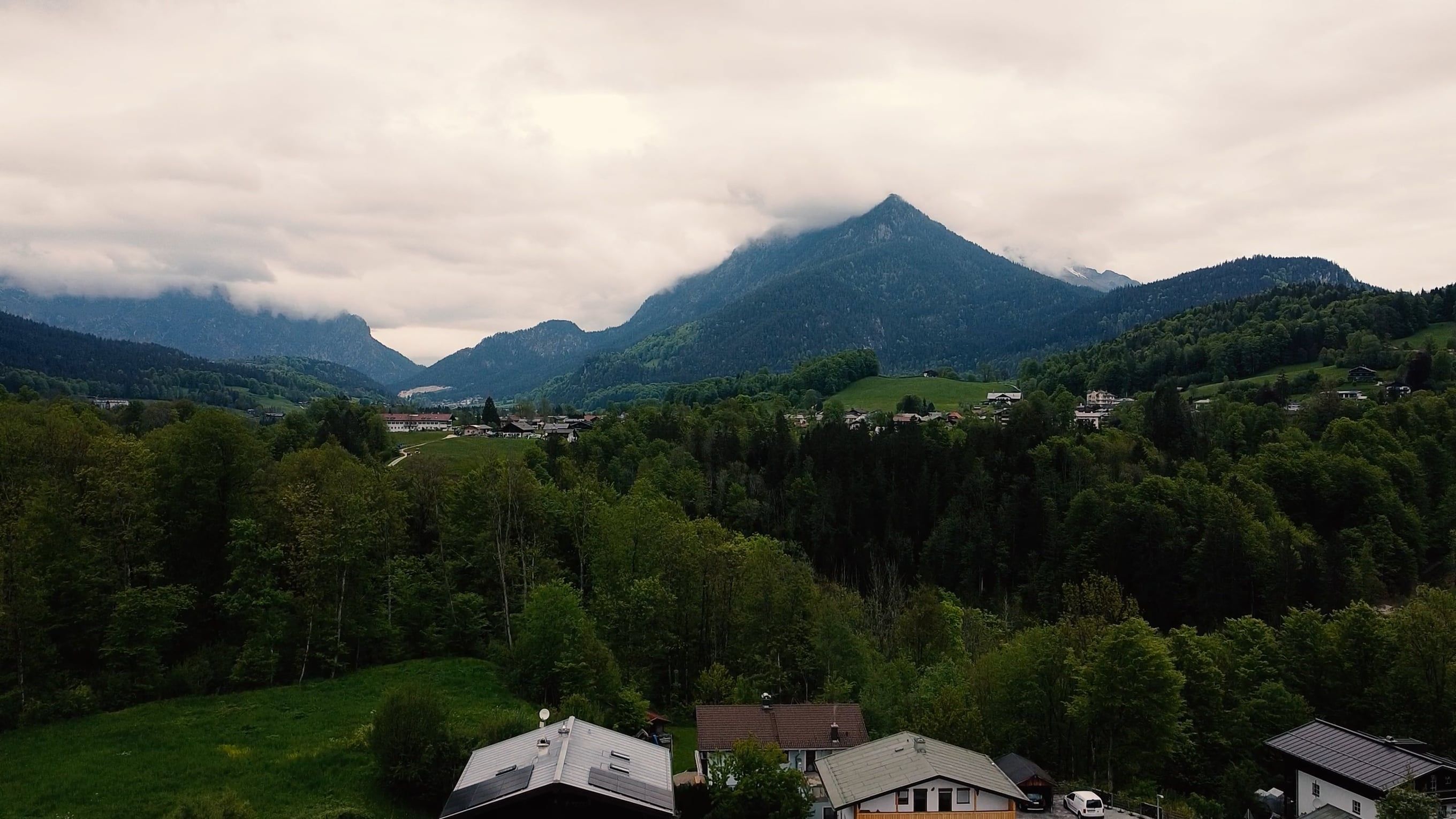 Aerial View of a Town in a Mountain Landscape Free Stock Video Footage ...