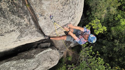 A Man Practising Rock Climbing in Koh Tao, Thailand 