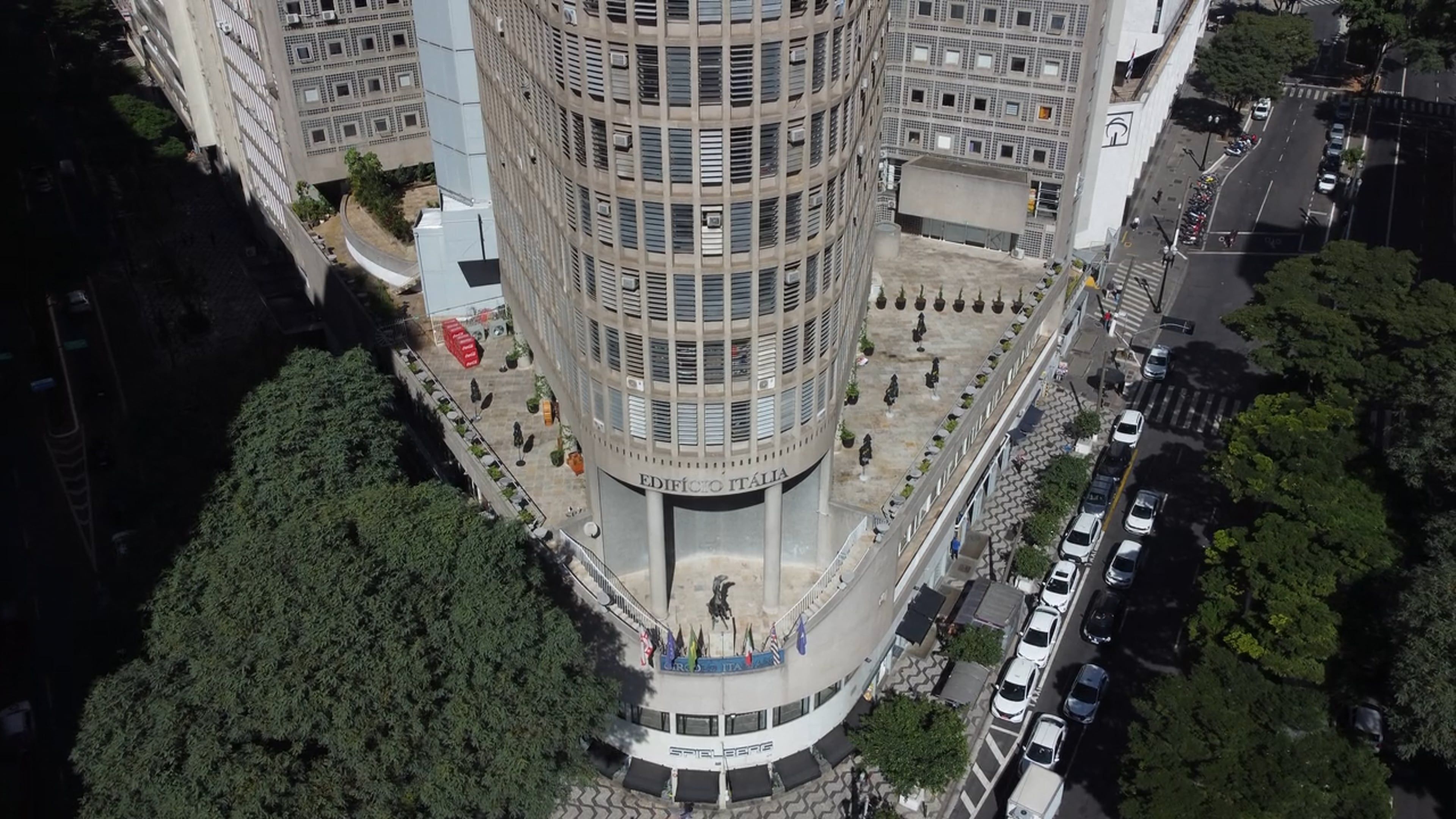Aerial view of a tall building with a lot of windows Free Stock Video ...
