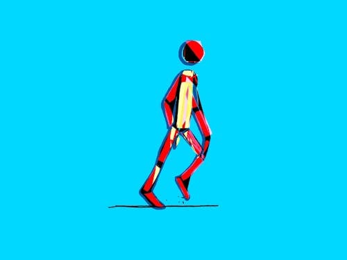 Digital Animation of an Abstract Human Figure Walking 
