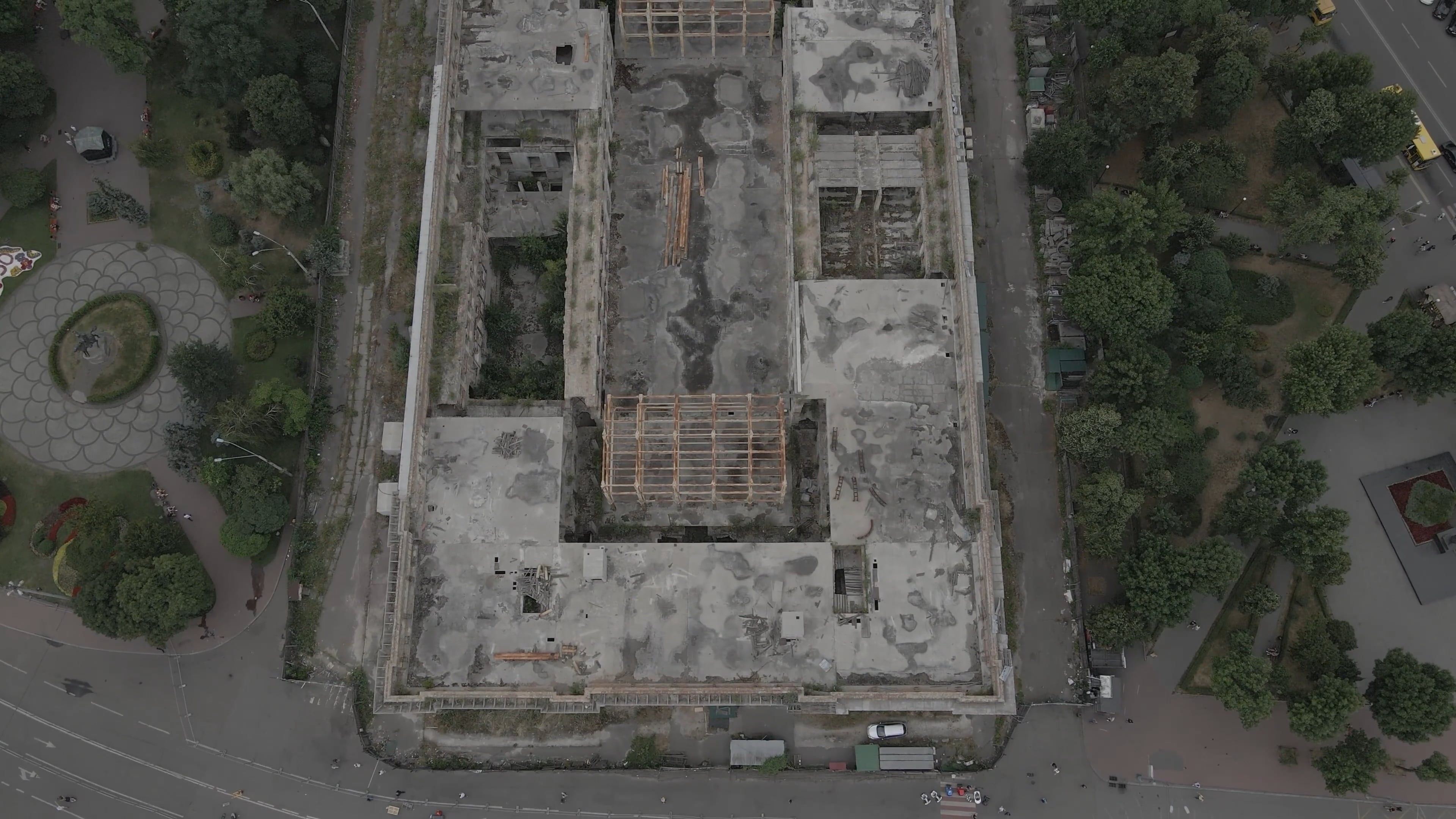 An aerial view of a building with a lot of trees Free Stock Video ...