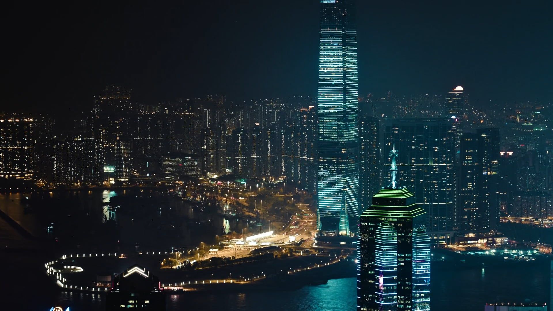 Stunning Night View of Hong Kong Skyline Free Stock Video Footage ...