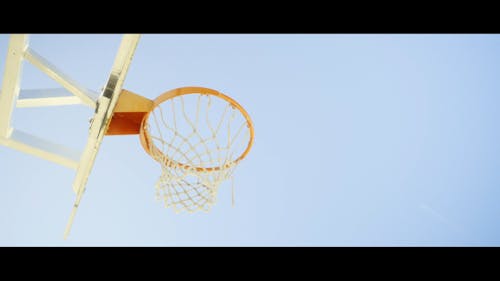 Low shot of a basketball net in the outdoor