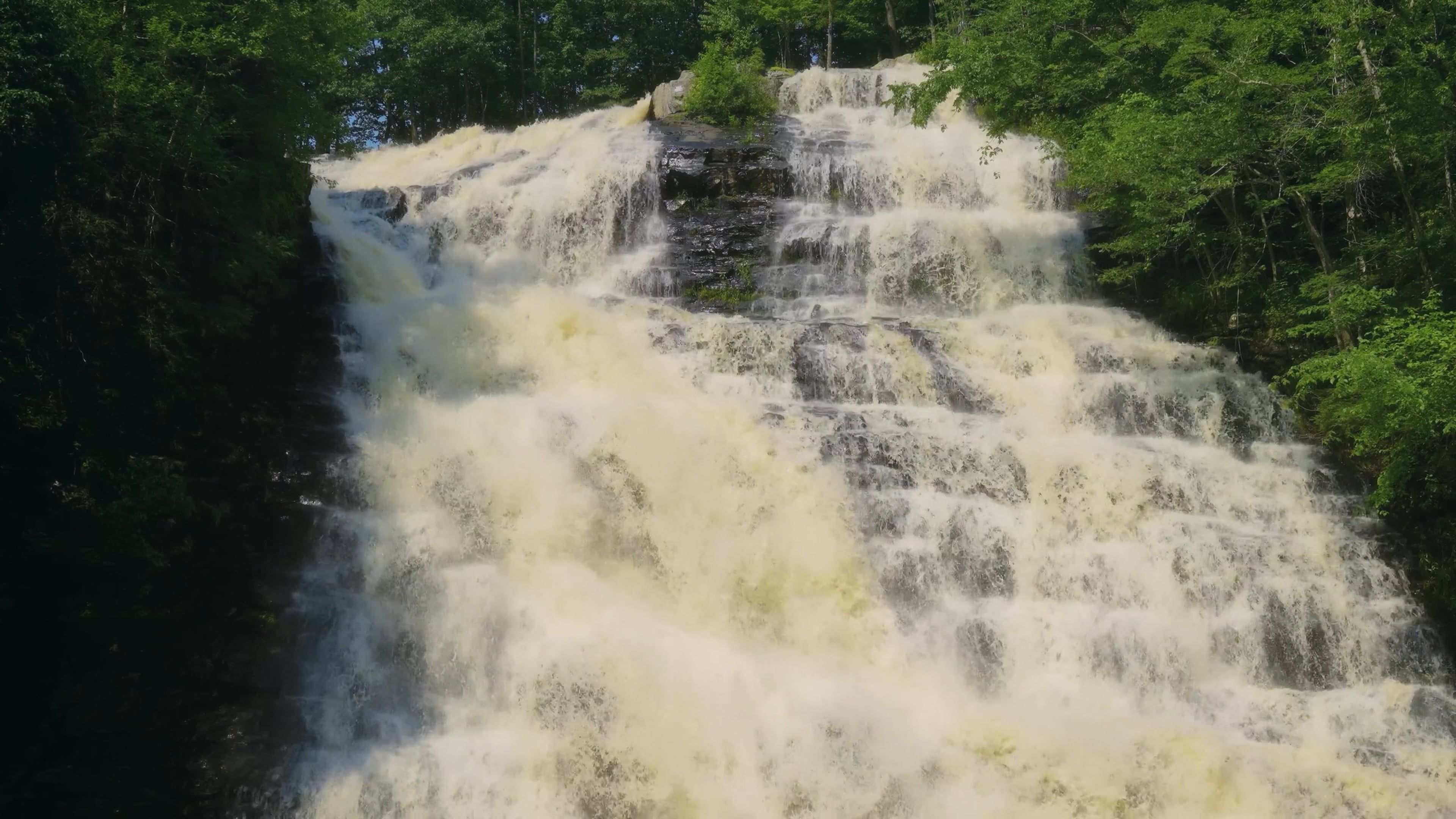 A waterfall is shown in the middle of a forest Free Stock Video Footage ...
