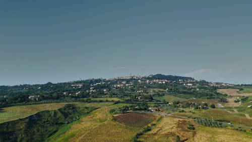 A small Tuscan town on top of a hill.