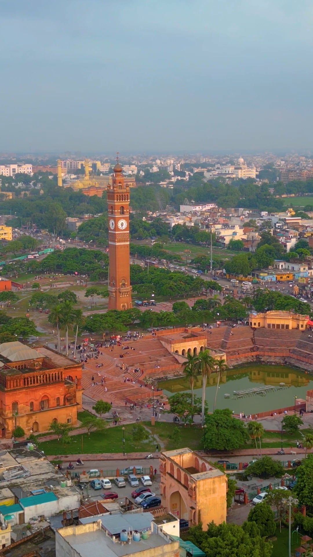 Drone Footage of Husainabad Clock Tower in Lucknow, India Free Stock