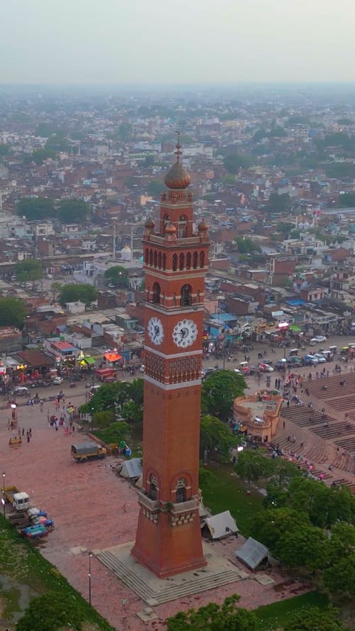 Drone Video of Husainabad Clock Tower and Lucknow City, India