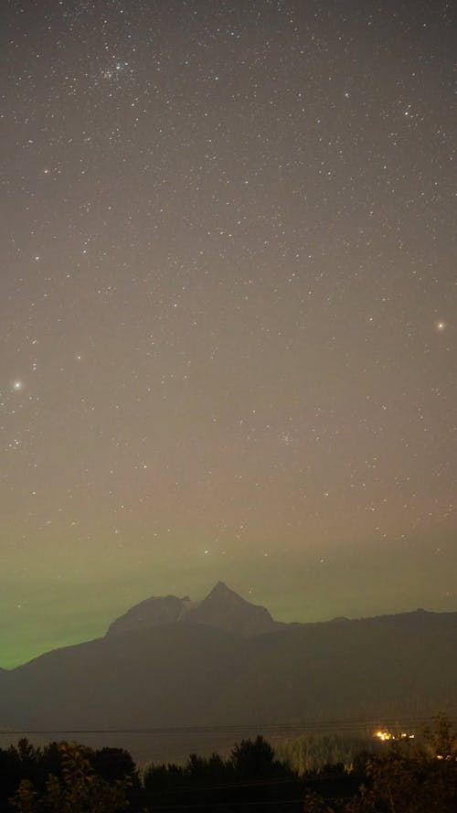 Time Lapse of a Starry Sky over a Mountain Landscape 
