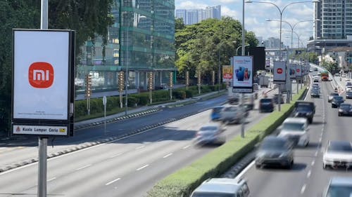 Time Lapse of Traffic on a Divided Highway in Kuala Lumpur, Malaysia 