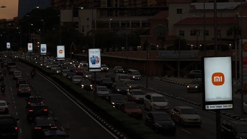 Night Traffic on Jalan Loke Yew in Kuala Lumpur, Malaysia