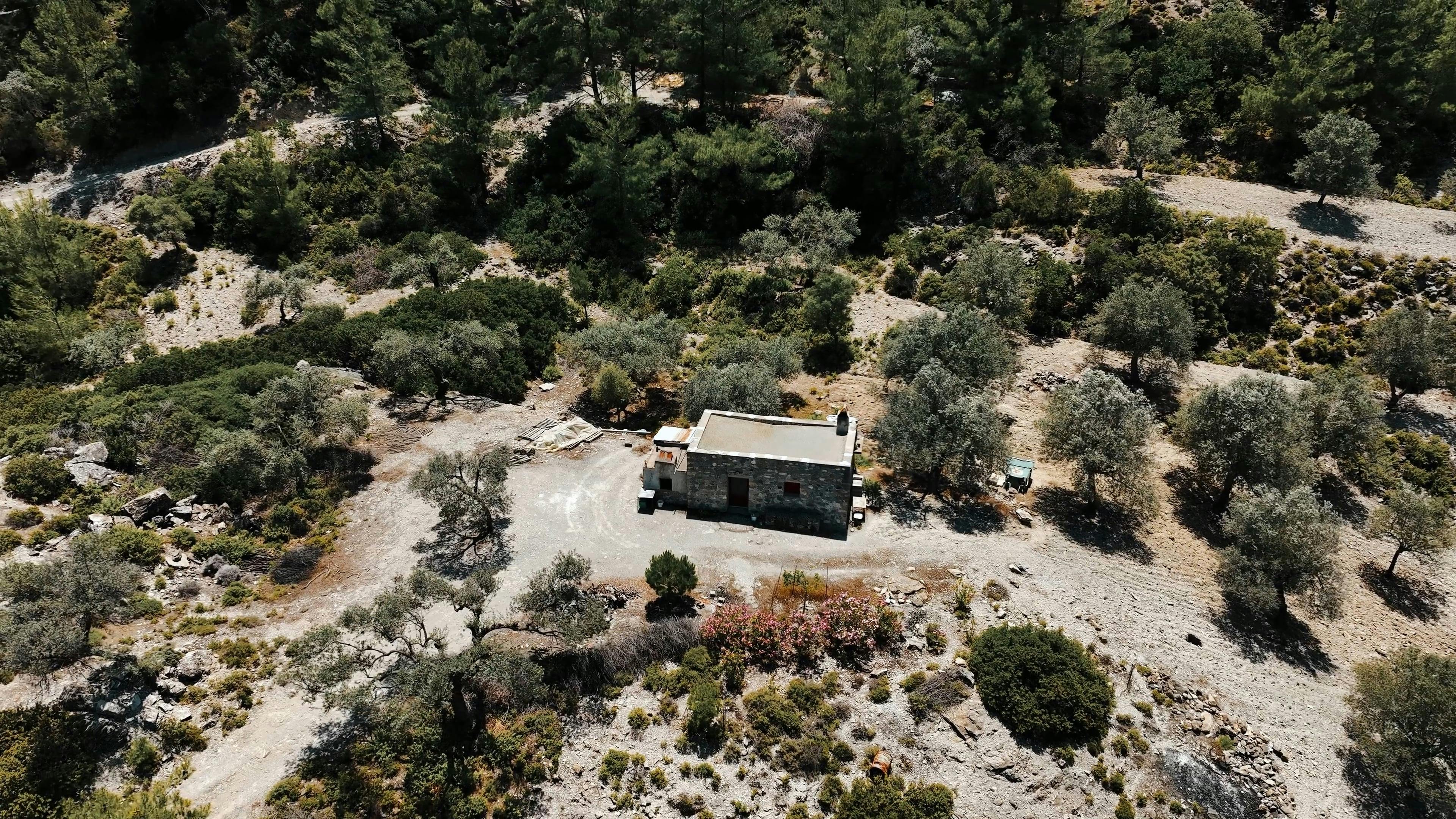 Small Brickhouse between rock and tree nature Free Stock Video Footage