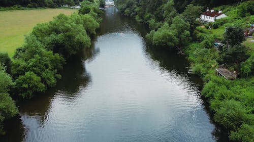 Flying Over The River With Me Drone