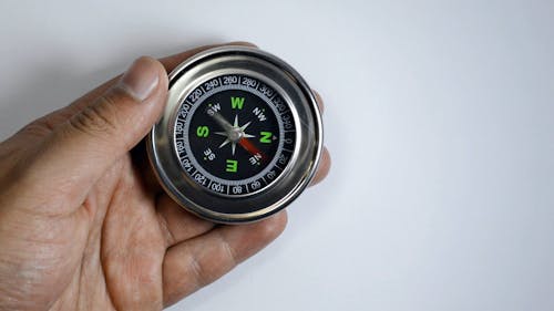 Person Holding A Compass