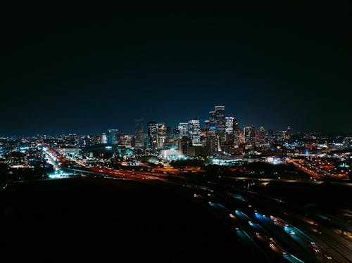 Hyperlapse of Houston City at Night