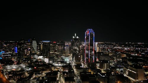 Dallas by night, Texas  4K drone footage 