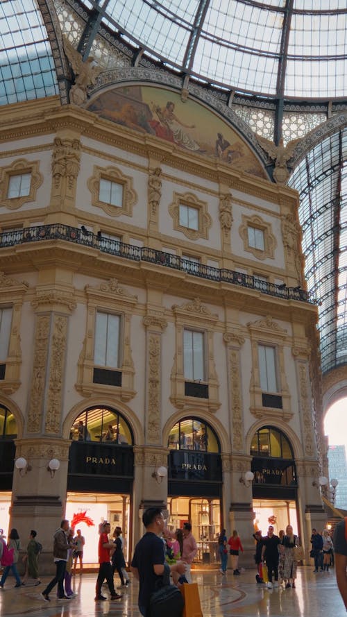 Inside view of Prada store in Galleria Vittorio Emanuele II, Milan, Italy