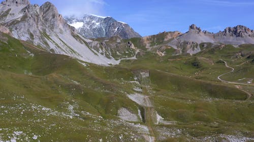 Tignes - Flying over mountains with the Aiguille Percée in background