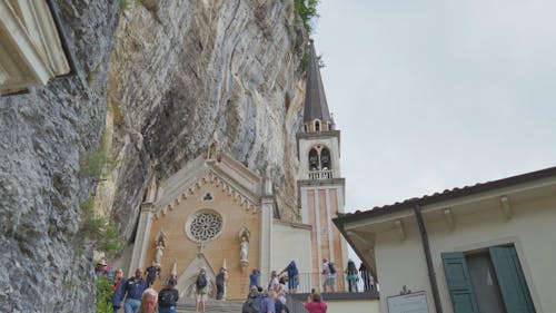 Outside view of Santuario Madonna della Corona in Italy