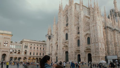 Outside view of Duomo di Milano in rainy day
