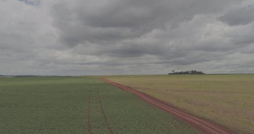 Terra Agrícola Sob Nuvens Brancas