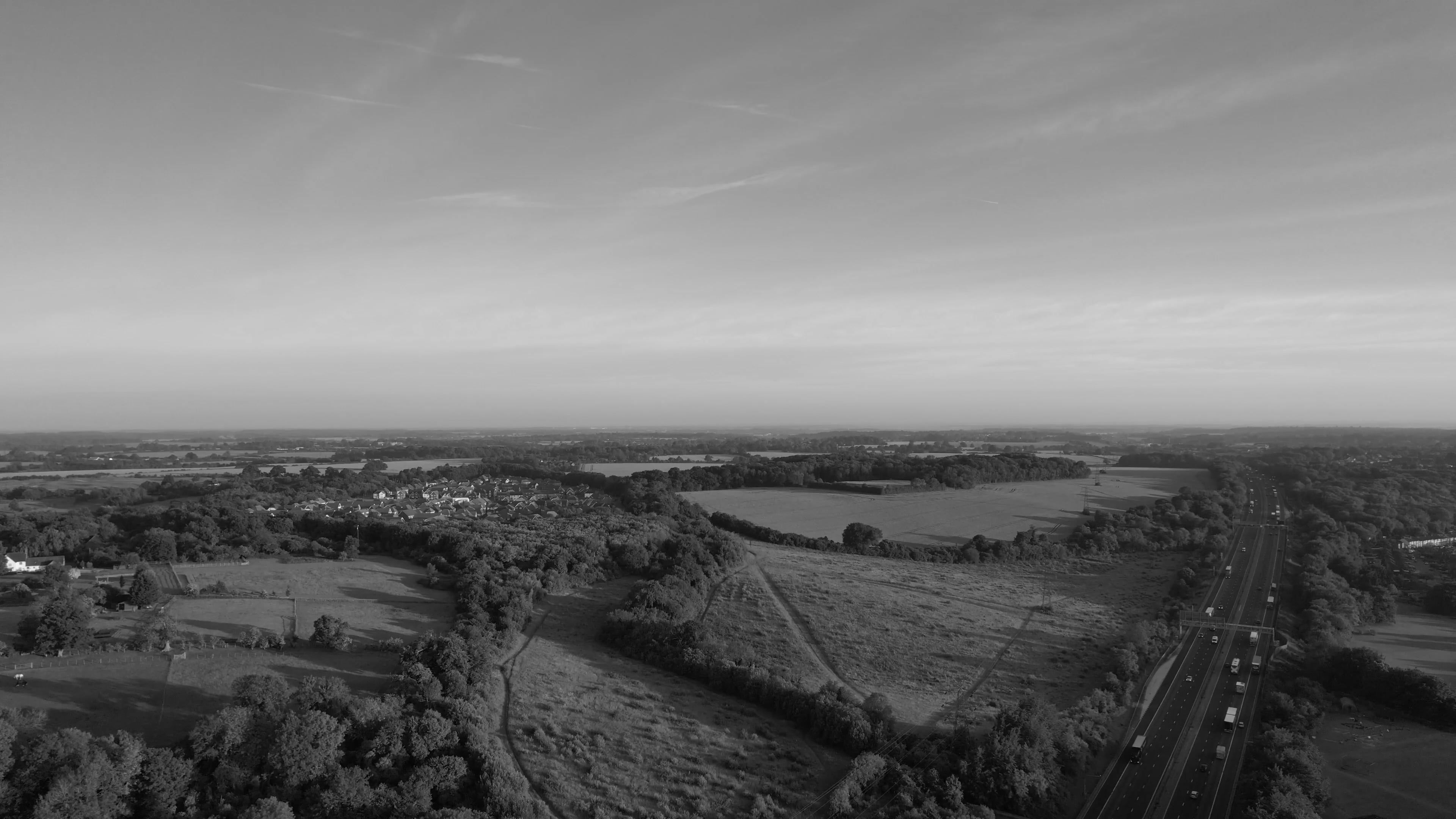 a black and white aerial view of a highway 18828480 — free pexels stock footage