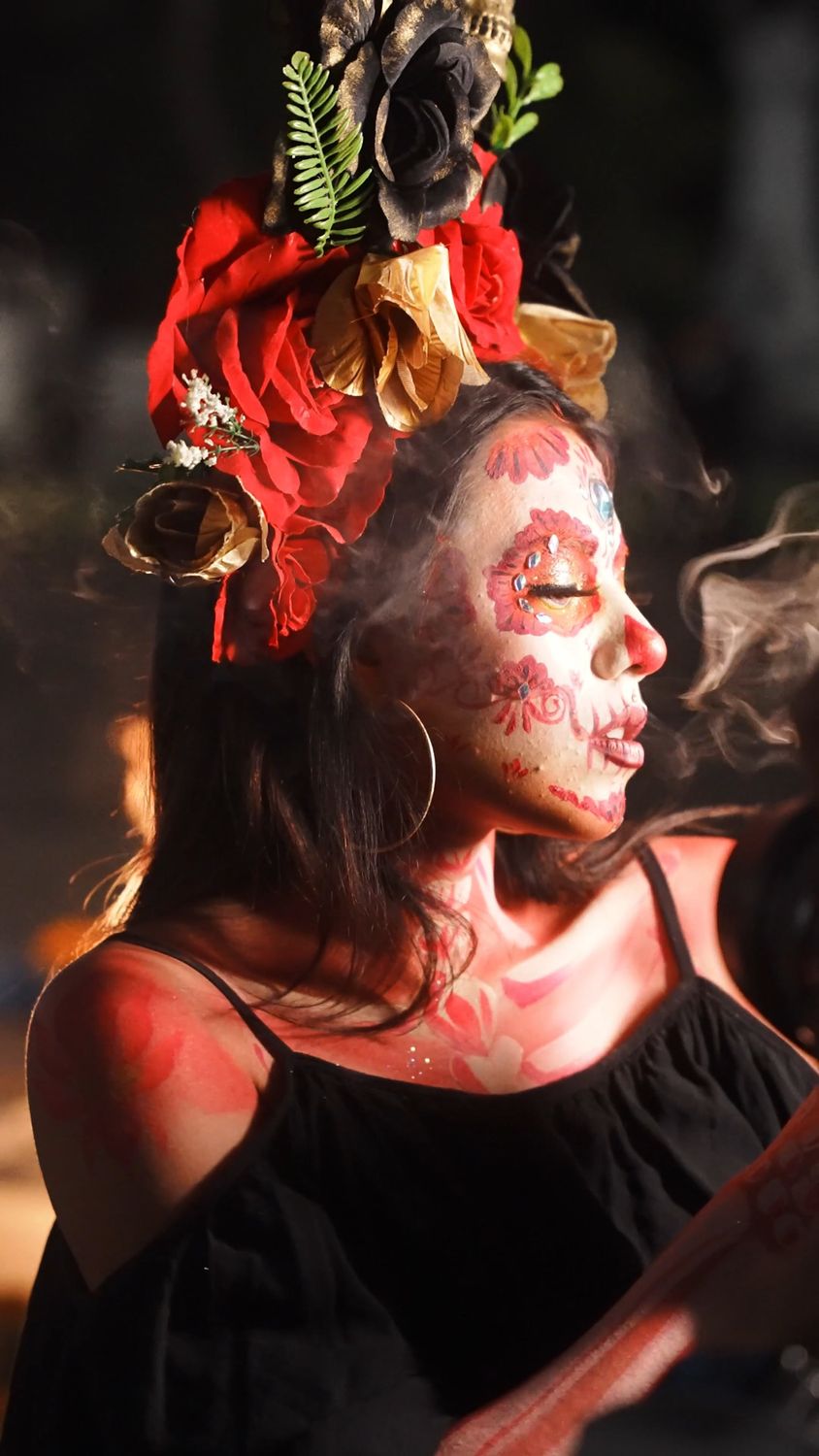 Woman In Flowers A woman in a costume with flowers on her head Free Stock Video Footage ...